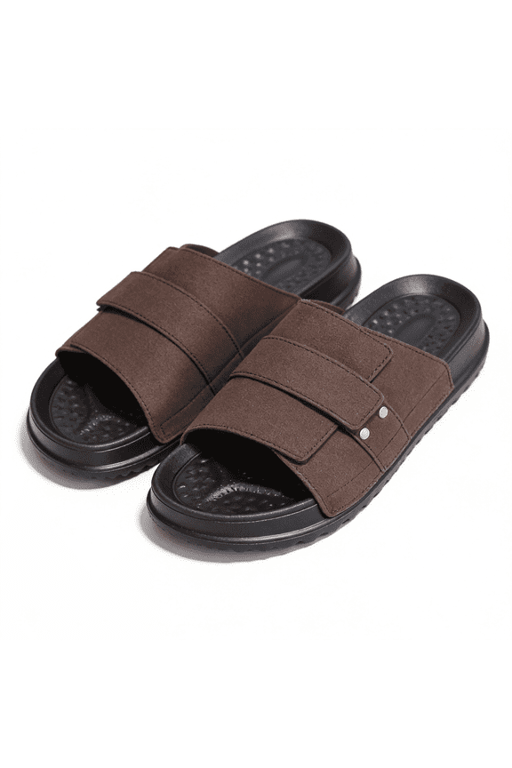 Unisex Slide Sandals Double Buckle Non-Slip Thick EVA Sole for Summer