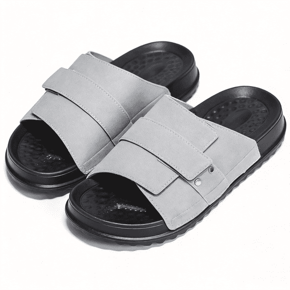 ZROVA Unisex Slide Sandals Double Buckle Non-Slip Thick EVA Sole for Summer