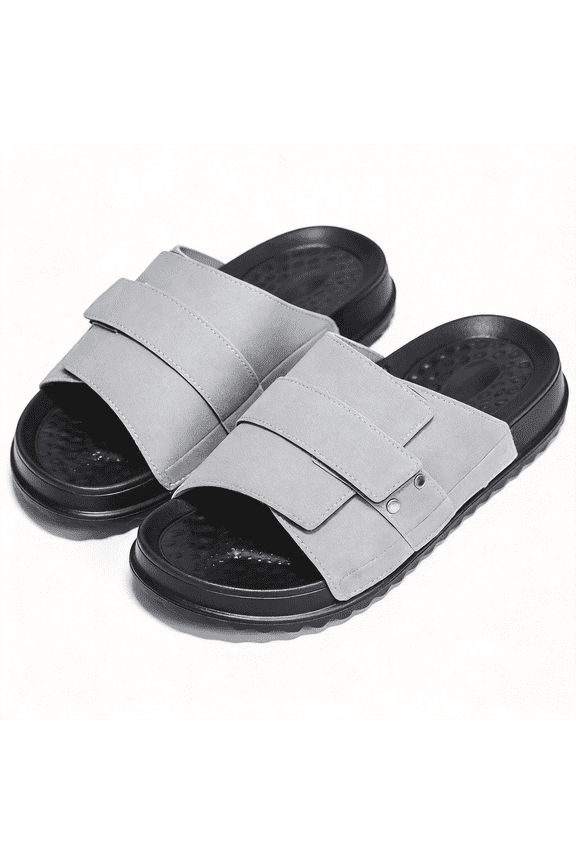 Unisex Slide Sandals Double Buckle Non-Slip Thick EVA Sole for Summer
