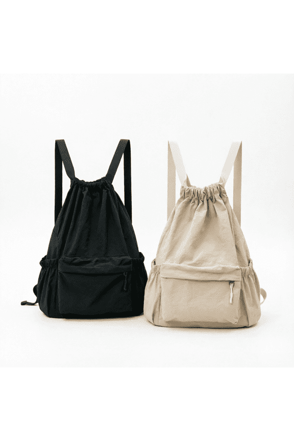Unisex Solid Drawstring Backpack 2-Pack - Simple High-Style Large Capacity Bag for School, Work & Couple Outings