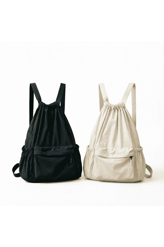 Unisex Solid Drawstring Backpack 2-Pack - Simple High-Style Large Capacity Bag for School, Work & Couple Outings