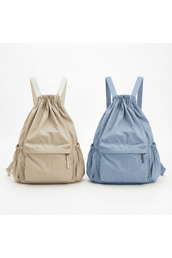 Unisex Solid Drawstring Backpack 2-Pack - Simple High-Style Large Capacity Bag for School, Work & Couple Outings