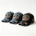 thumbnail image 1 of ZROVA Vintage USA 250th Anniversary Hats 3 Pack - 1776-2026 Distressed Baseball Caps with Embroidered Flag, Washed Denim Dad Hats, 1 of 6