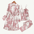 thumbnail image 1 of ZROVA Women's 3-Piece Floral Pajama Set – Long Sleeve Robe, Cami Top & Pants Loungewear Sleepwear, 1 of 8