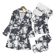 thumbnail image 1 of ZROVA Women's 3-Piece Floral Pajama Set – Long Sleeve Robe, Cami Top & Pants Loungewear Sleepwear, 1 of 8