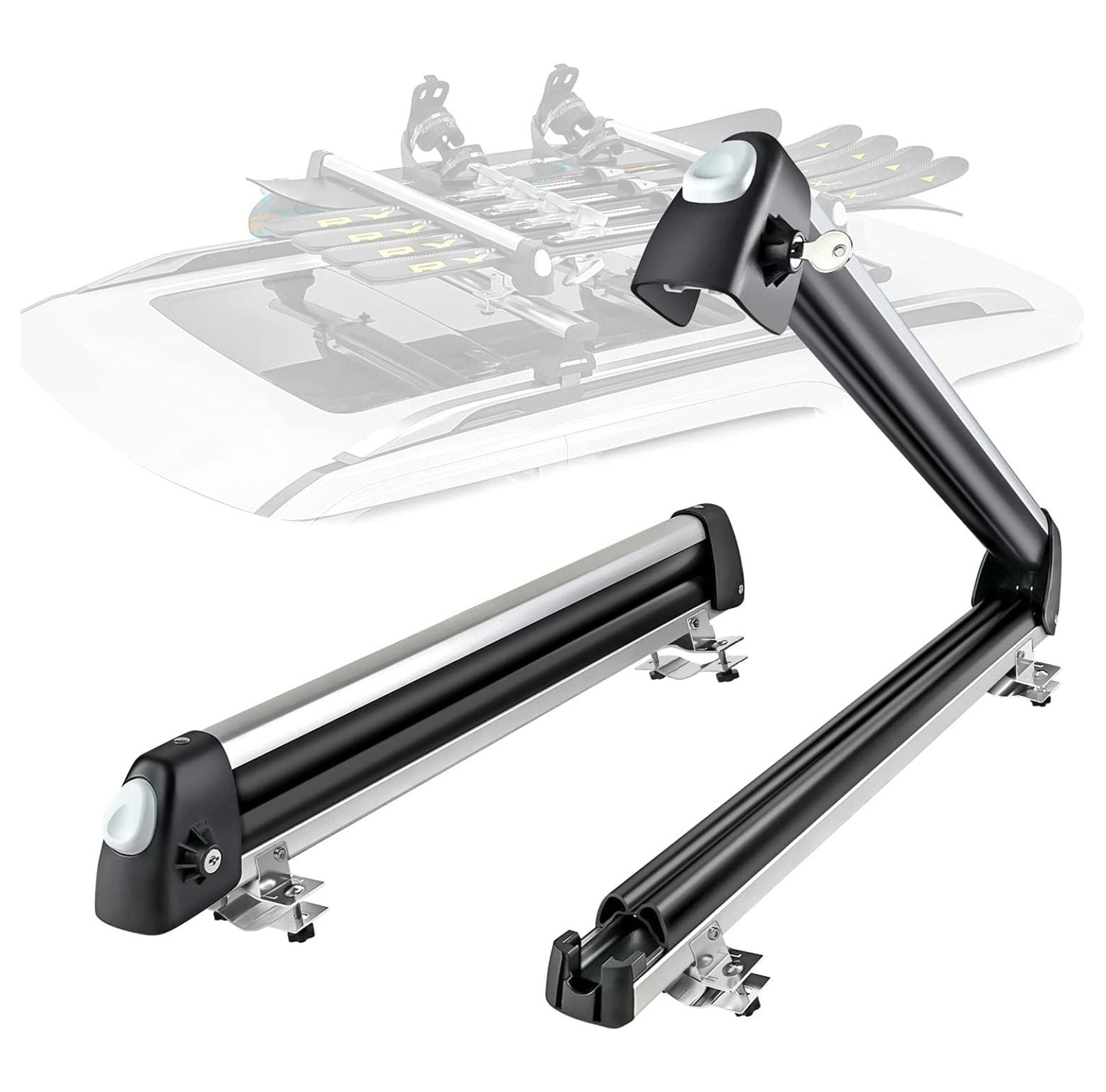 ZRQarq 33'' Aluminum Universal Ski Roof Rack Fits 6 Pairs Skis or 4 ...