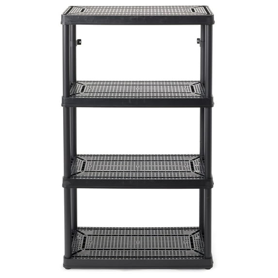 ZRQarq 4 Shelf Fixed Height Medium Duty Storage Unit 14 x 32 x 54.5 Organizer System for Home, Garage, Basement, & Laundry, Black (2 Pack)