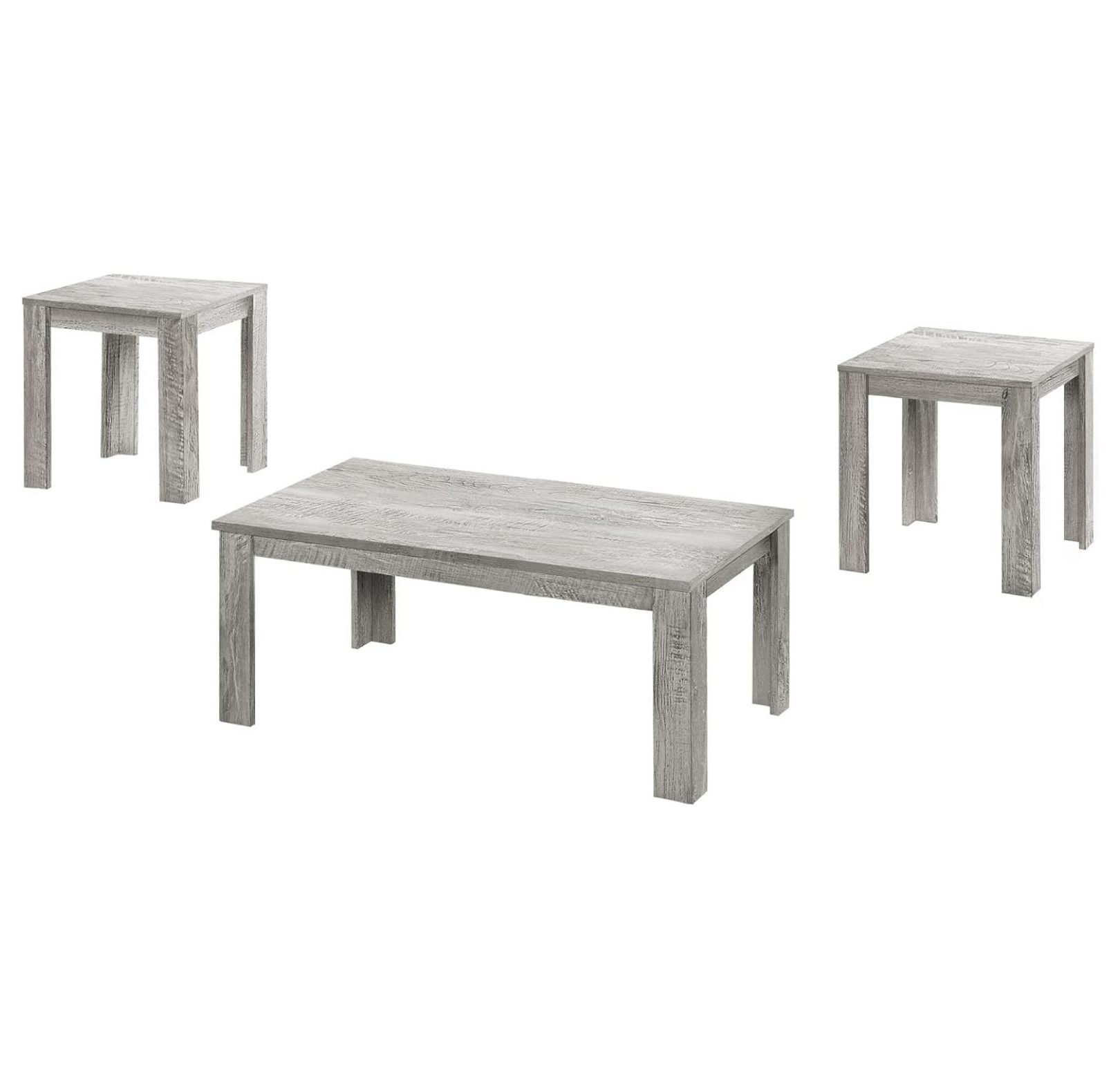Gray Laminate Transitional 3-Piece Coffee and End Table Set