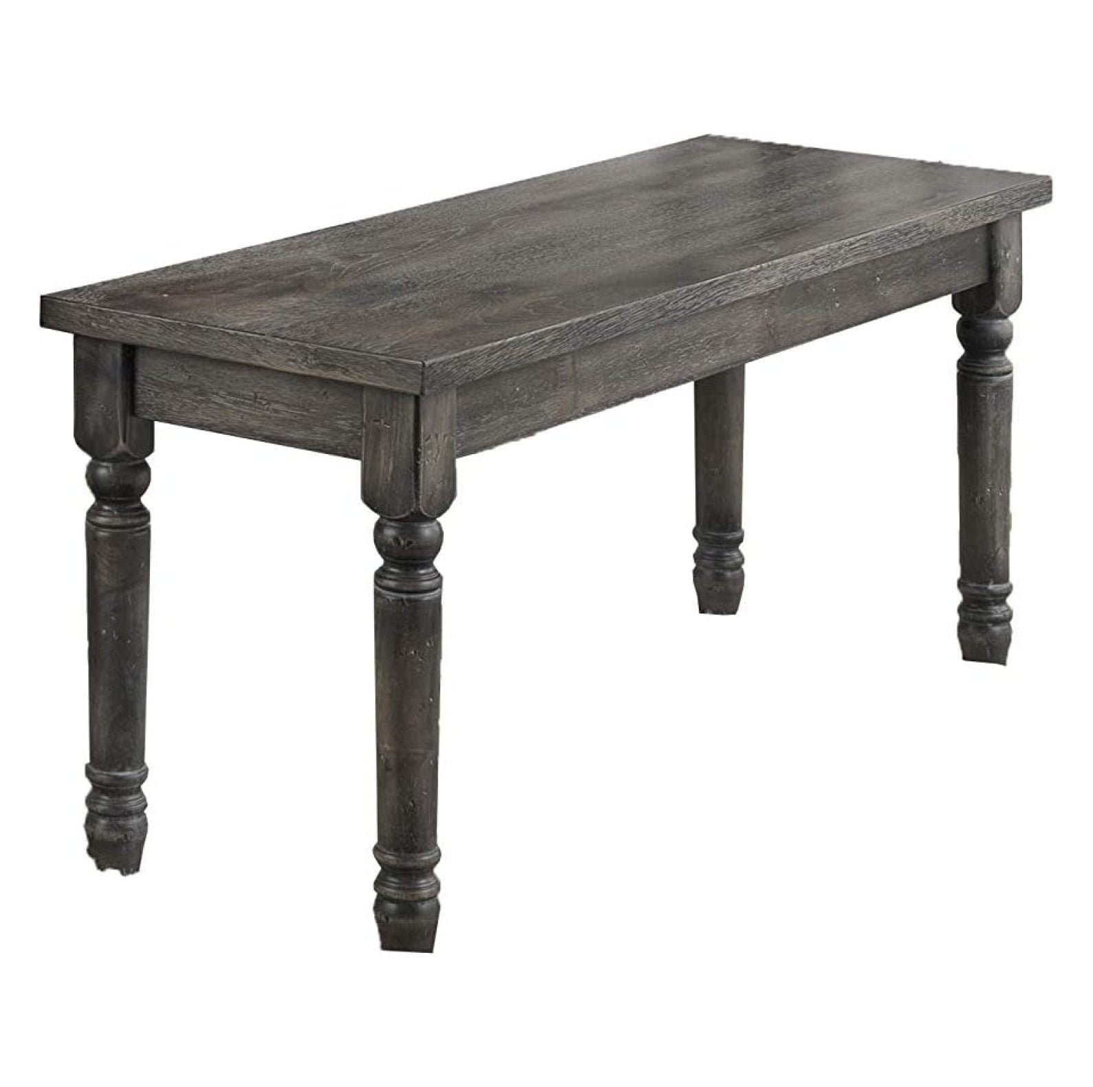 Weathered Gray 40" Backless Dining Bench with Spindle Legs