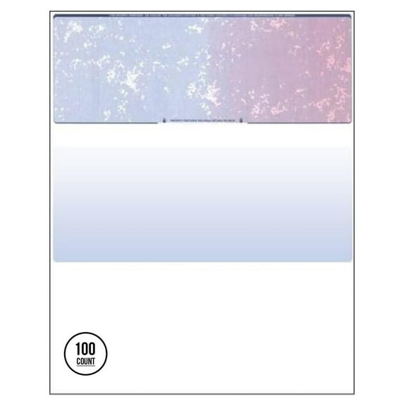ZRQarq Blank Check Paper - 100 Pack - Computer Security Business Checks, QuickBooks & Laser Printer Compatible - Check On top, Voucher On Bottom - Check Paper Size 8 1/2-11 - Blue/Red Prismatic