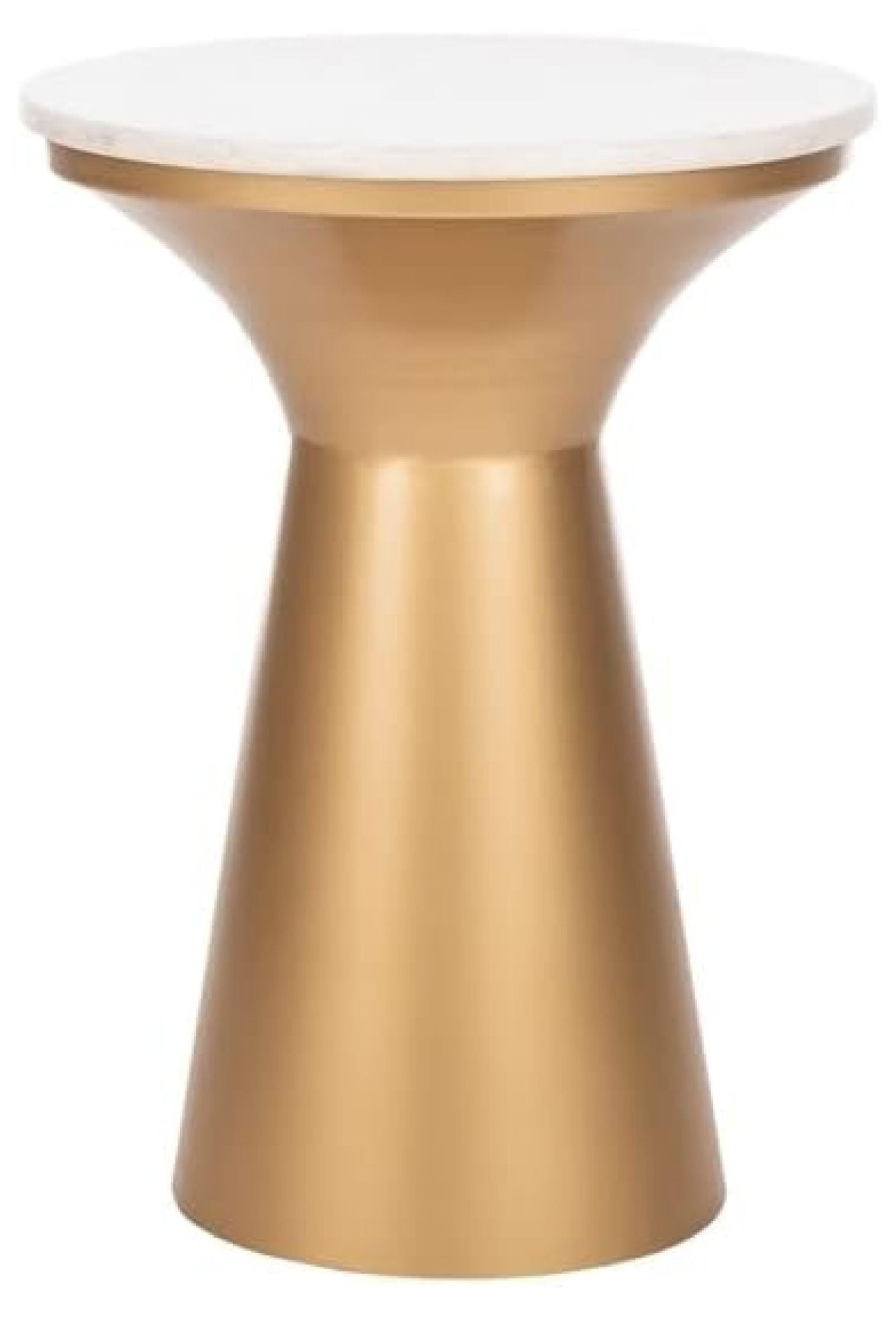 ZRQarq Home Mila White Marble and Brass Pedestal End Table