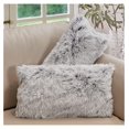 thumbnail image 1 of ZRQarq Throw Pillows for Couch with Inserts Included - Soft Shaggy Long Hair Faux Fur Pillows - Set of 2-12" x 20" - Gray, 1 of 8