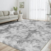 ZRSDIXKI 8ft x 10ft Area Rug, Soft Fluffy Area Rugs for Living Room Bedroom Kids Room Decor Carpet, Light Gray