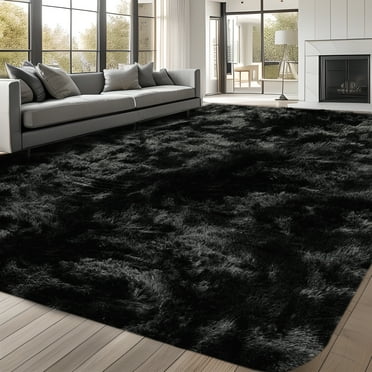ZRSDIXKI Area Rug, 8' x 10' Soft Fluffy Area Rugs for Living Room Bedroom Kids Room Decor Carpet, Black