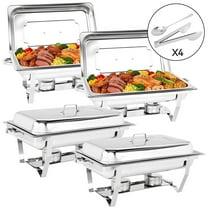 UNTIMATY Stainless Steel Chafing Dishes Buffet Set of 4, Food Warmers and Buffet Servers with Serving Tongs and Spoon for Catering and Party Hosting