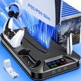 thumbnail image 1 of ZRZLMVP PS5/PS5 Pro/PS5 Slim Cooling Station with Controller Charging Station for PlayStation 5 Console Disc/Digital, PS5 Cooling Stand with Cooler Fan Accessories for PS5 Slim with 3 USB Hubs Black, 1 of 9