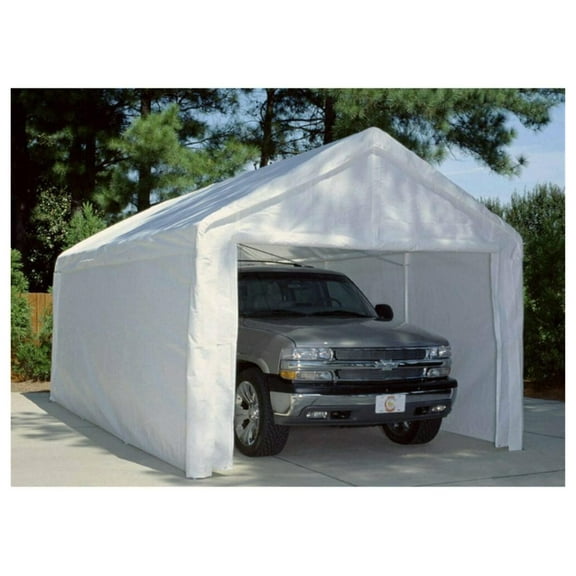 ZRuEzyX 10-Ft by 20-Ft Canopy Enclosure Sidewall Kit w/Flaps, 2 Solid Sides, 2 Zippered Ends, 50 Bungees, 180 gsm polyethylene, Fits 10-Ft 8-in by 20-Ft frames, Frame not included, White