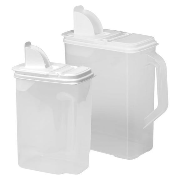 ZRuEzyX Pet Food Storage Containers - 2 Count Seed Dispenser with Pour Tight Lids and Easy Pour Spouts, 8 Qt and 3.5 Qt, Seed Storage for Small and Large Feed, BPA