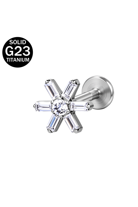 1 PC 16G G23 Titanium Internal Thread Cubic Zirconia Lip Studs, for Ear Labret Conch Cartilage Helix Piercing