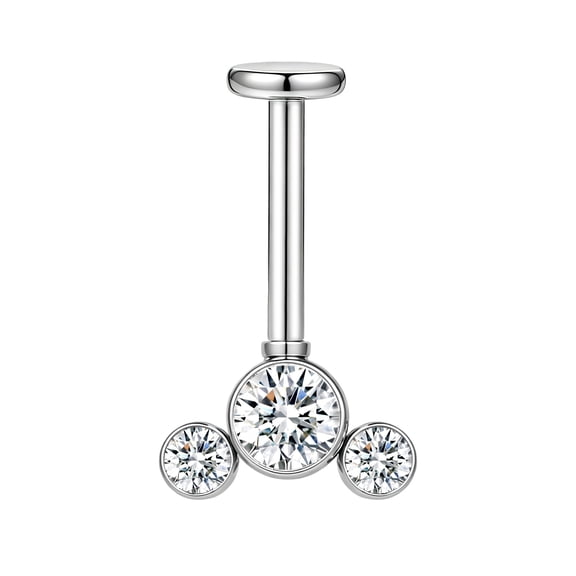 ZS 1 PC 16G Stainless Steel Internal Thread Cubic Zirconia Lip Studs, for Ear Labret Conch Cartilage Helix Piercing