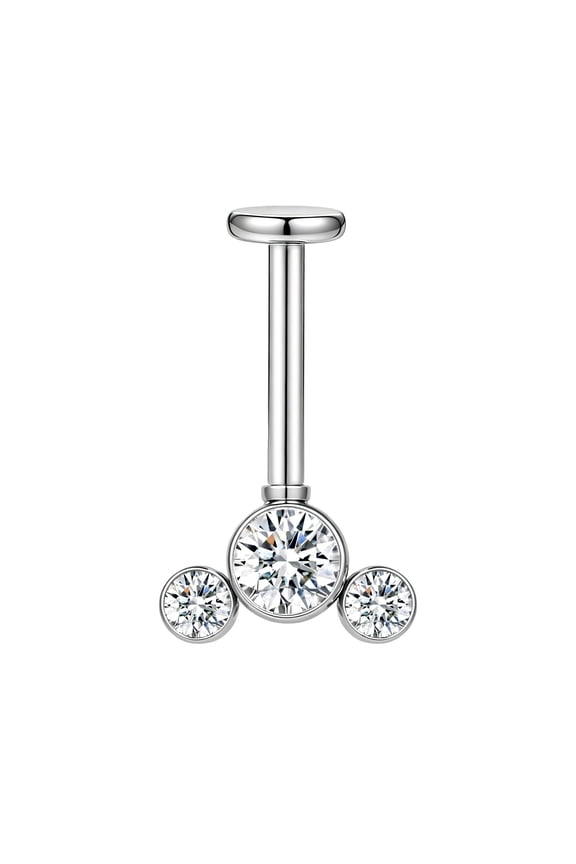 1 PC 16G Stainless Steel Internal Thread Cubic Zirconia Lip Studs, for Ear Labret Conch Cartilage Helix Piercing