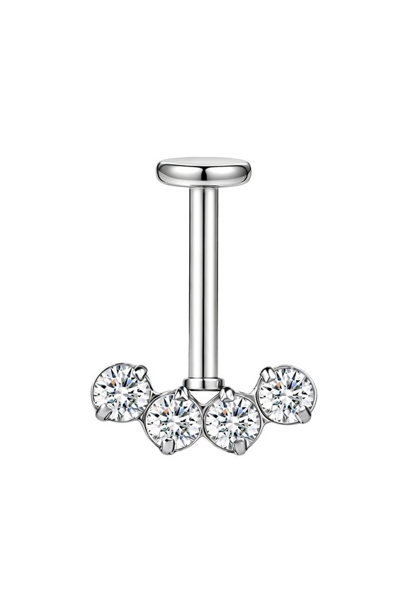 1 PC 16G Stainless Steel Internal Thread Cubic Zirconia Lip Studs, for Ear Labret Conch Cartilage Helix Piercing