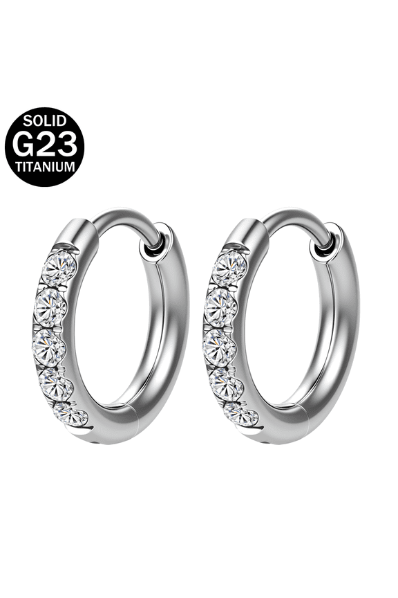 1 Pair 18G Hypoallergenic G23 Titanium Hoop Earring Crystal Ear Helix Conch Lobe Cartilage Piercing Jewelry