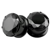 ZS 1 Pair Black Crystal Ear Plug Tunnels Stainless Steel Ear Gauge Expander Stretcher Body Piercing 0g 00g