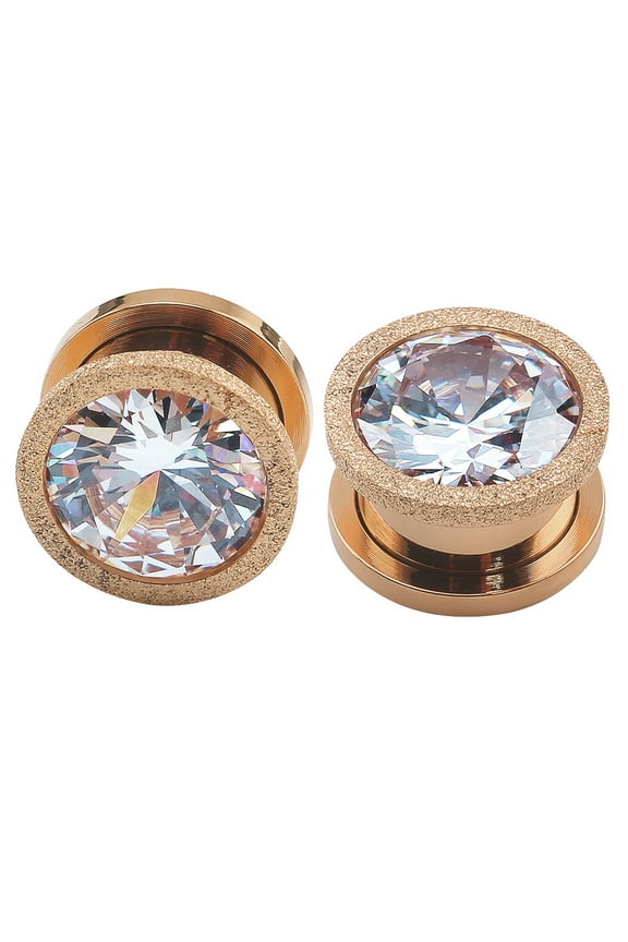 1 Pair Crystal Ear Plug Tunnels Screw Fit Ear Gauges Expander Stretcher Body Piercing 0g 00g