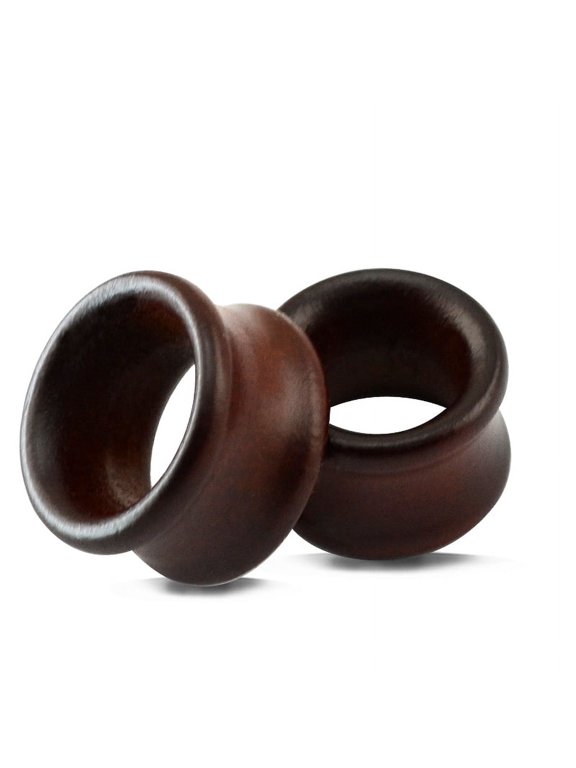 1 Pair Double Falre Ear Tunnel Plugs Expander Brown Wood Ear Gauges Stretching 0g 00g