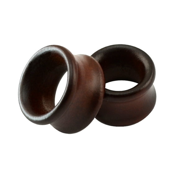 ZS 1 Pair Double Falre Ear Tunnel Plugs Expander Brown Wood Ear Gauges Stretching 0g 00g