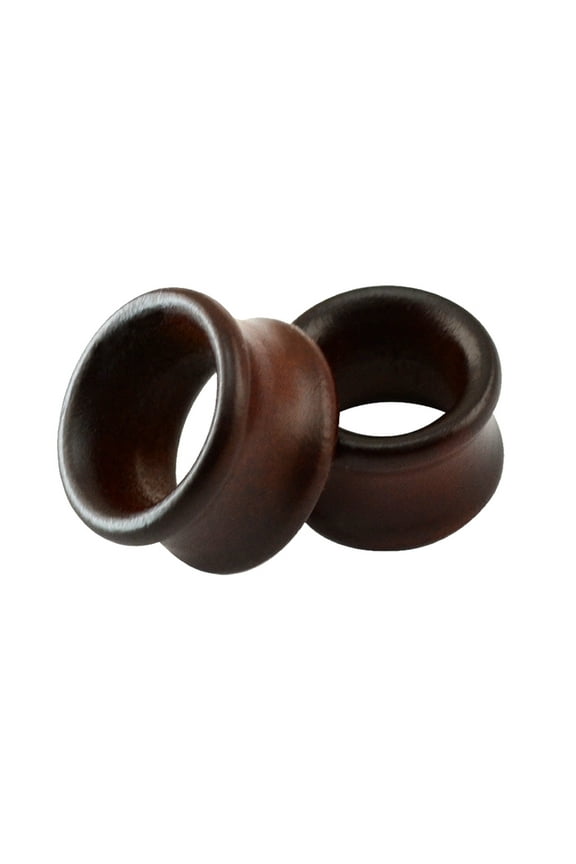 1 Pair Double Falre Ear Tunnel Plugs Expander Brown Wood Ear Gauges Stretching 0g 00g
