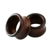 ZS 1 Pair Double Falre Ear Tunnel Plugs Expander Brown Wood Ear Gauges Stretching 0g 00g