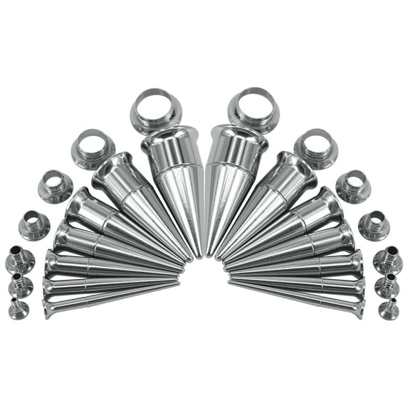 ZS 1 Pair Double Flare Ear Tunnel Plugs Expander Screw Fit Ear Stretching Silver Tapers and Plugs Earring Piercing