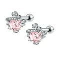 thumbnail image 1 of ZS 1 Pair Pink Crystal Stud Earrings White Zirconia Ear Helix Conch Cartilage Piercing, 1 of 6