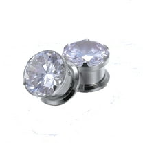 ZS 1 Pair Sparkly Crystal Ear Plug Tunnels Stainless Steel Ear Gauge Expander Stretcher Body Piercing 0g 00g