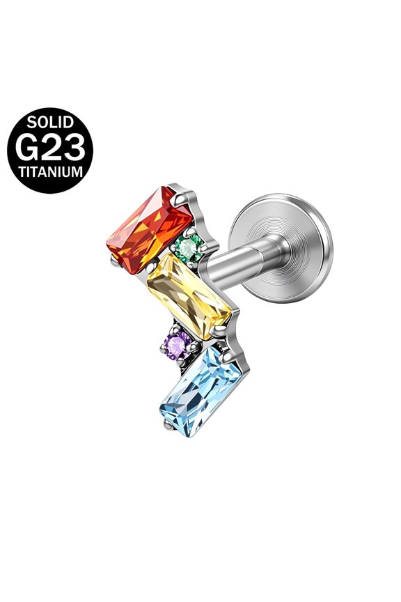 1 Pc 16G Titanium Internal Thread Cubic Zirconia Lip Studs,for Labret Conch Helix Cartilage Piercings