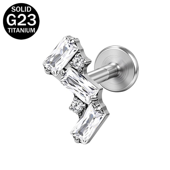 ZS 1 Pc 16G Titanium Internal Thread Cubic Zirconia Lip Studs,for Labret Conch Helix Cartilage Piercings