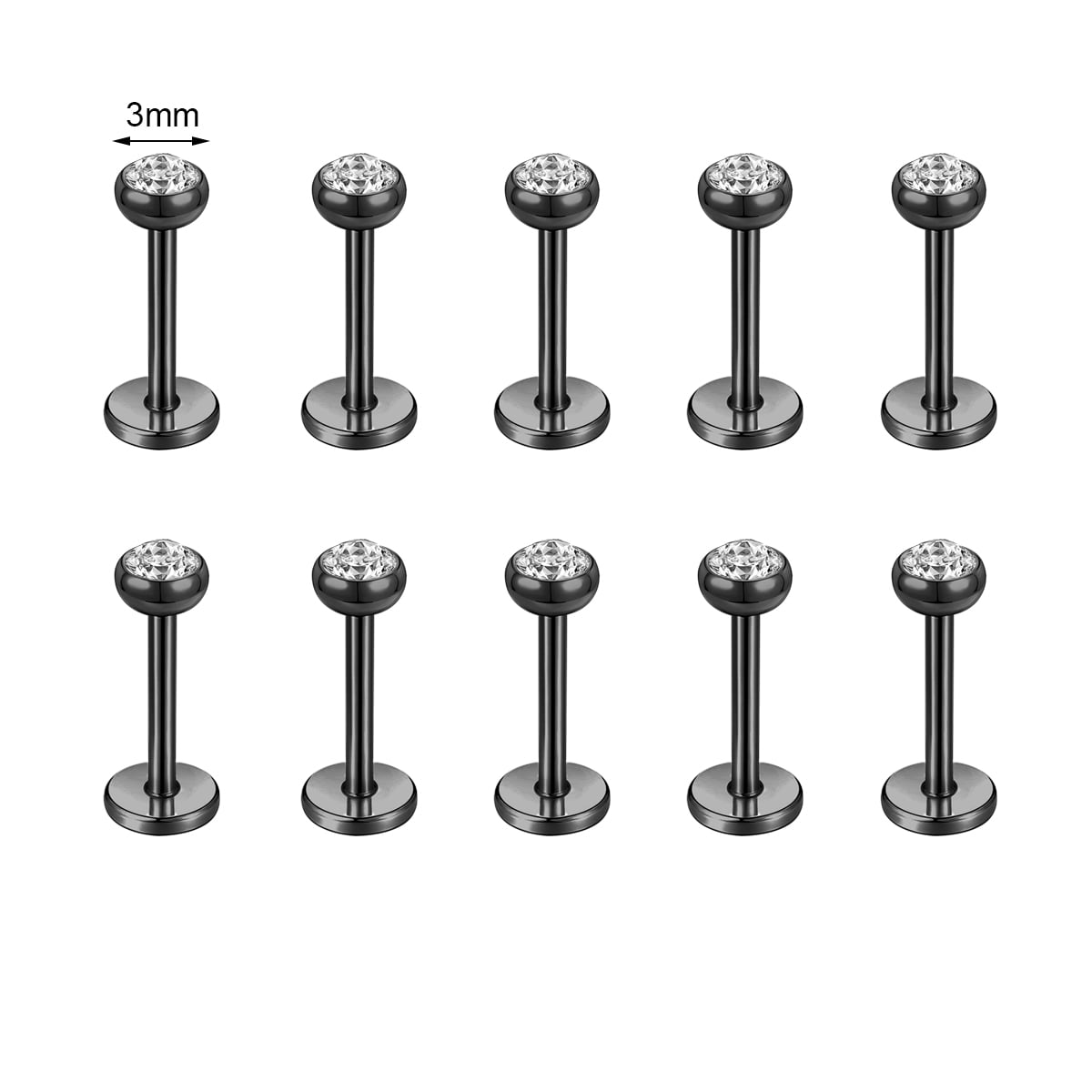 ZS 10 Pcs/lot Gold Color 16/18G Stainless Steel Labret Lip Piercing Men ...