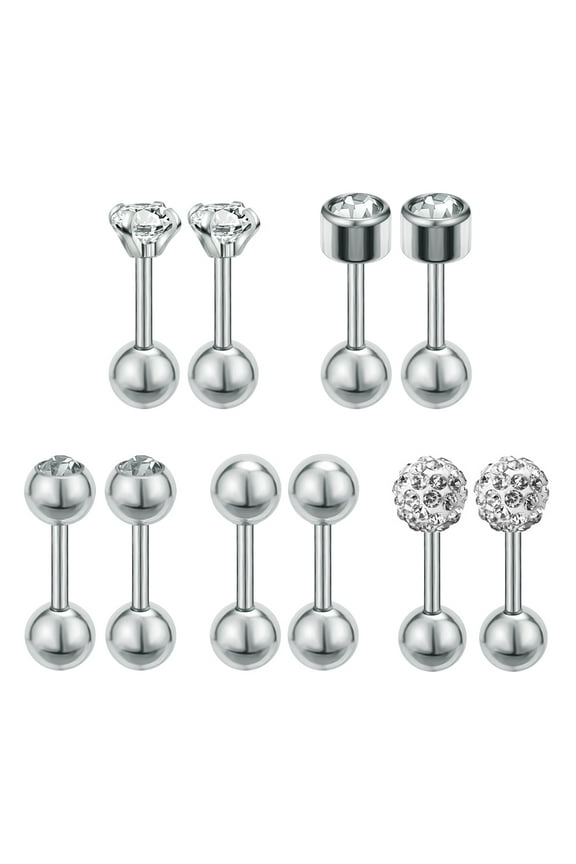 10Pcs 18G Round Crystal Stud Earring Ball Helix Conch Cartilage Piercing