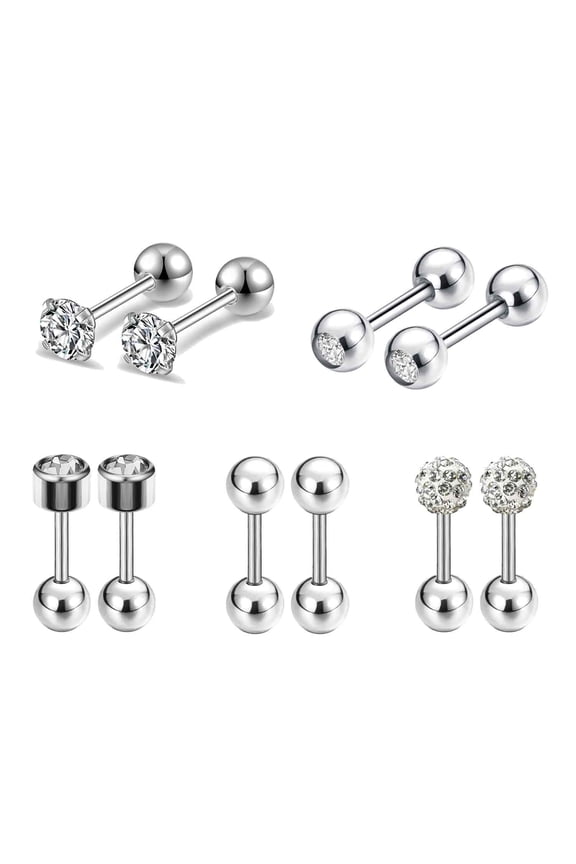 10Pcs/Set 18G Claw Round Cubic Zircon Ear Stud Dainty Helix Conch Cartilage Piercing for Women
