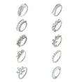 thumbnail image 1 of ZS 10Pcs/Set 20G Copper Nose Rings Hoop Flower Leaf Zircon Septum Piercing Tragus Cartilage Helix Earrings, 1 of 7