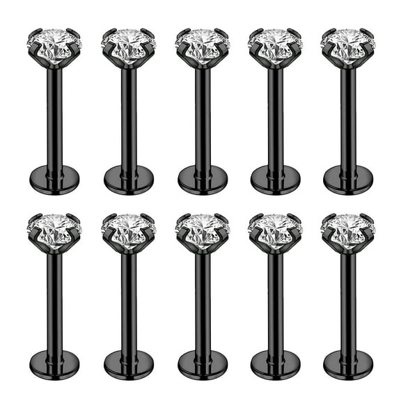 ZS 10Pcs/Set Lip Labret Rings Piercing Zircon Monroe Medusa Piercing Helix Conch Cartilage Piercing Earrings