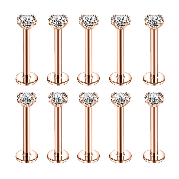 ZS 10Pcs/Set Lip Labret Rings Piercing Zircon Monroe Medusa Piercing Helix Conch Cartilage Piercing Earrings