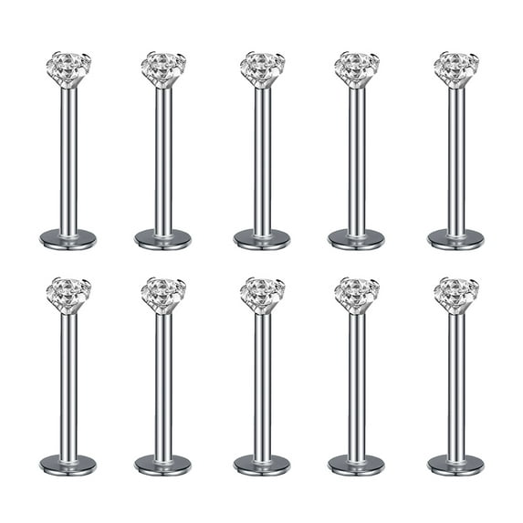 ZS 10Pcs/Set Lip Labret Rings Piercing Zircon Monroe Medusa Piercing Helix Conch Cartilage Piercing Earrings