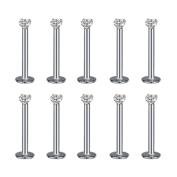 ZS 10Pcs/Set Lip Labret Rings Piercing Zircon Monroe Medusa Piercing Helix Conch Cartilage Piercing Earrings