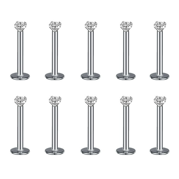 ZS 10Pcs/Set Lip Labret Rings Piercing Zircon Monroe Medusa Piercing Helix Conch Cartilage Piercing Earrings