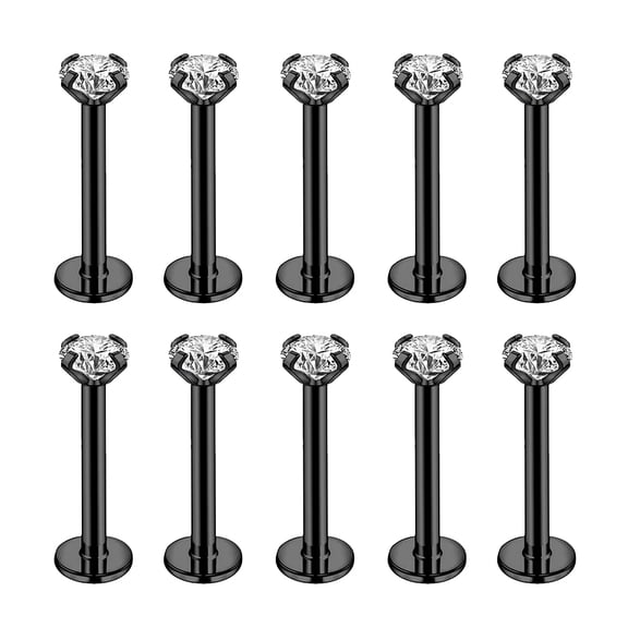 ZS 10Pcs/Set Lip Labret Rings Piercing Zircon Monroe Medusa Piercing Helix Conch Cartilage Piercing Earrings