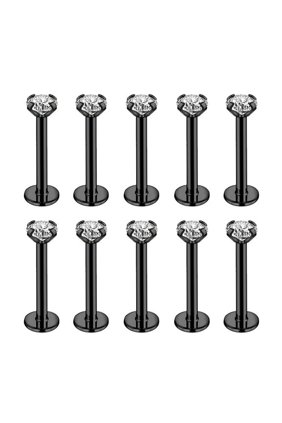 10Pcs/Set Lip Labret Rings Piercing Zircon Monroe Medusa Piercing Helix Conch Cartilage Piercing Earrings