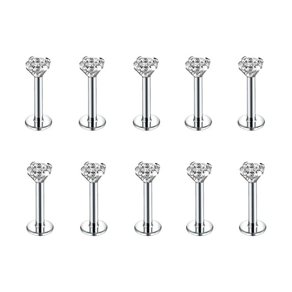 ZS 10Pcs/Set Lip Labret Rings Piercing Zircon Monroe Medusa Piercing Helix Conch Cartilage Piercing Earrings